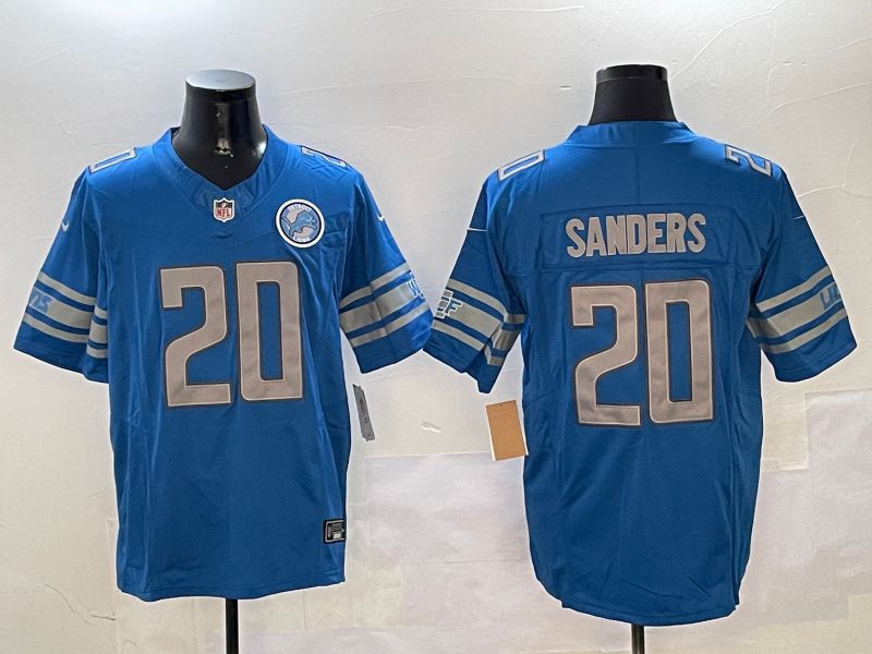 Men Detroit Lions #20 Sanders Blue three generations 2024 Nike Limited NFL Jersey style 01021